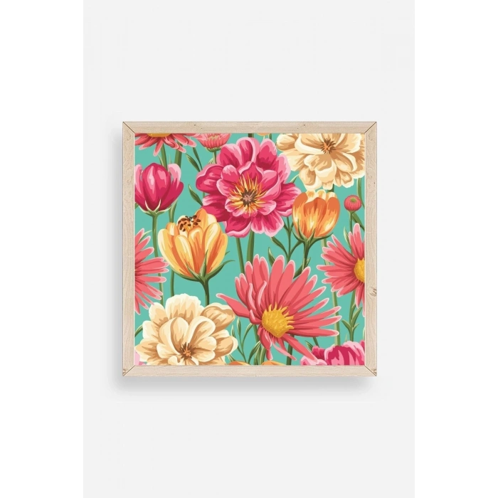 Çiçek Ahşap Çerçeveli Tablo 23 x 23