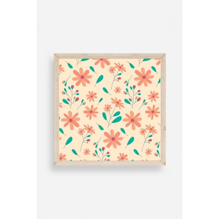 Çiçek Ahşap Çerçeveli Tablo 23 x 23