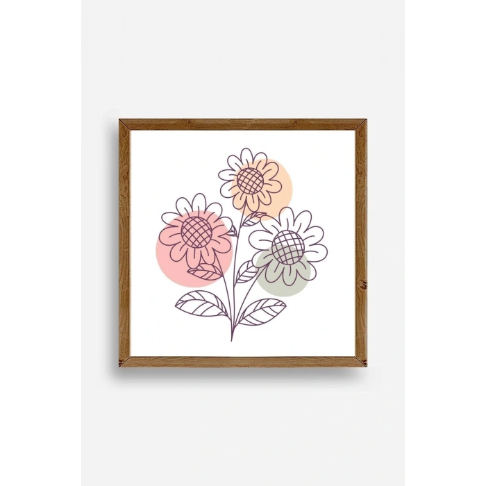 Çiçek Ahşap Çerçeveli Tablo 23 x 23