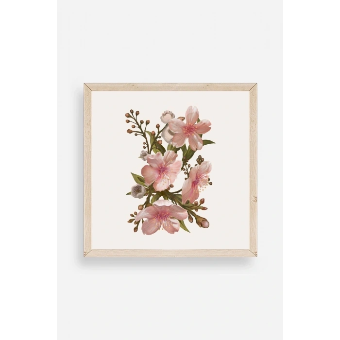 Çiçek Ahşap Çerçeveli Tablo 23 x 23