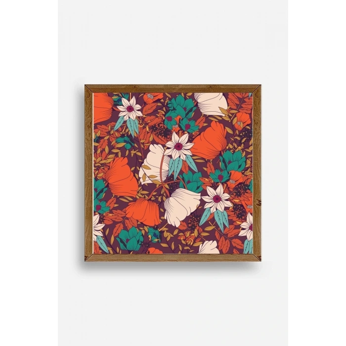 Çiçek Ahşap Çerçeveli Tablo 23 x 23