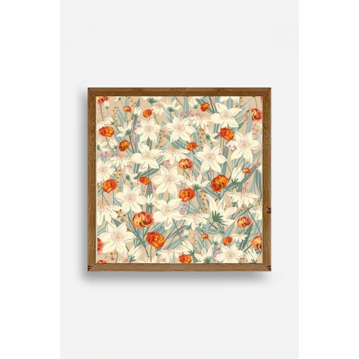 Çiçek Ahşap Çerçeveli Tablo 23 x 23