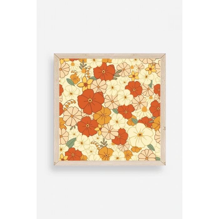 Çiçek Ahşap Çerçeveli Tablo 23 x 23