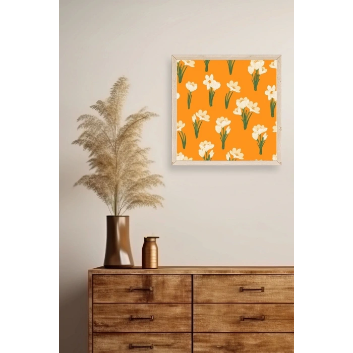 Çiçek Ahşap Çerçeveli Tablo 23 x 23