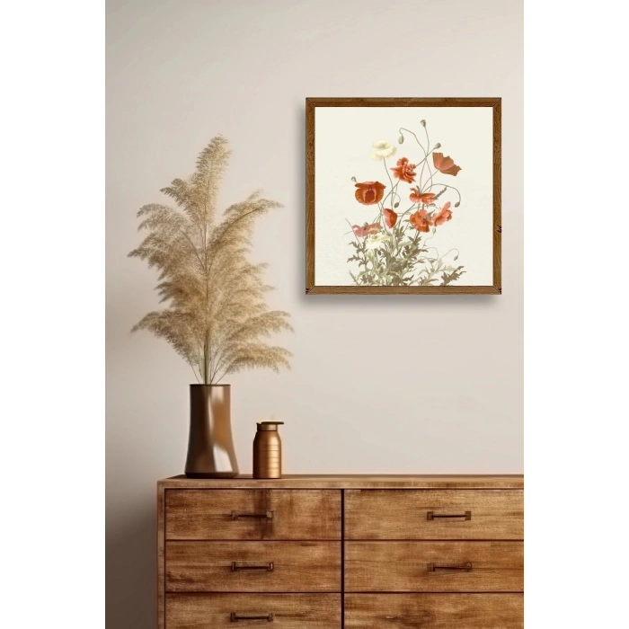 Çiçek Ahşap Çerçeveli Tablo 23 x 23