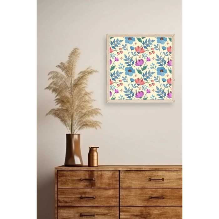 Çiçek Ahşap Çerçeveli Tablo 23 x 23