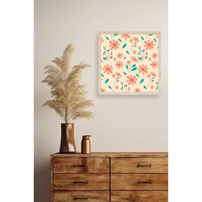 Çiçek Ahşap Çerçeveli Tablo 23 x 23