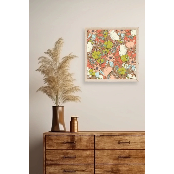 Çiçek Ahşap Çerçeveli Tablo 23 x 23