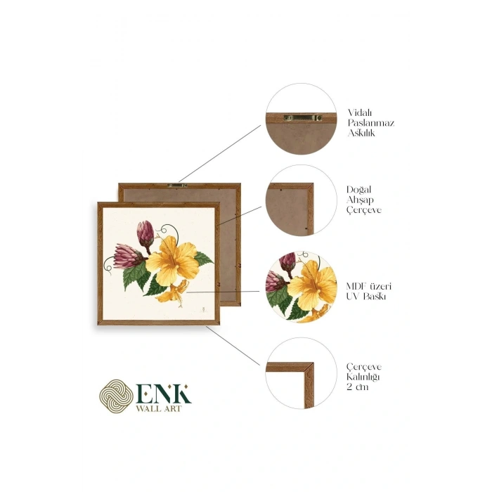 Çiçek Ahşap Çerçeveli Tablo 23 x 23