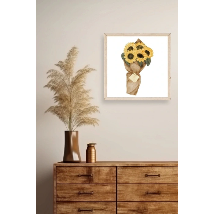 Çiçek Ahşap Çerçeveli Tablo 23 x 23