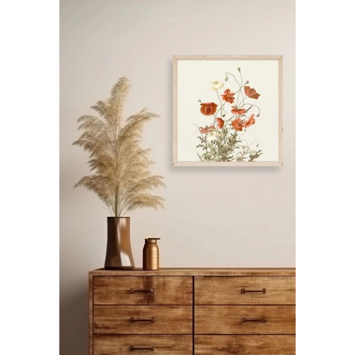 Çiçek Ahşap Çerçeveli Tablo 23 x 23