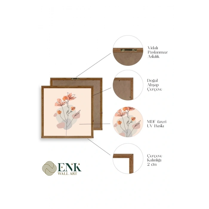 Çiçek Ahşap Çerçeveli Tablo 23 x 23