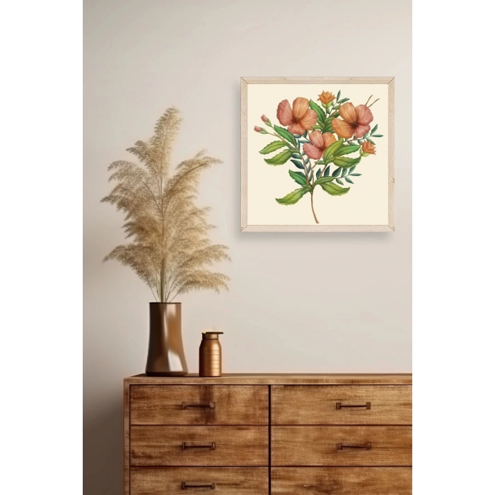 Çiçek Ahşap Çerçeveli Tablo 23 x 23