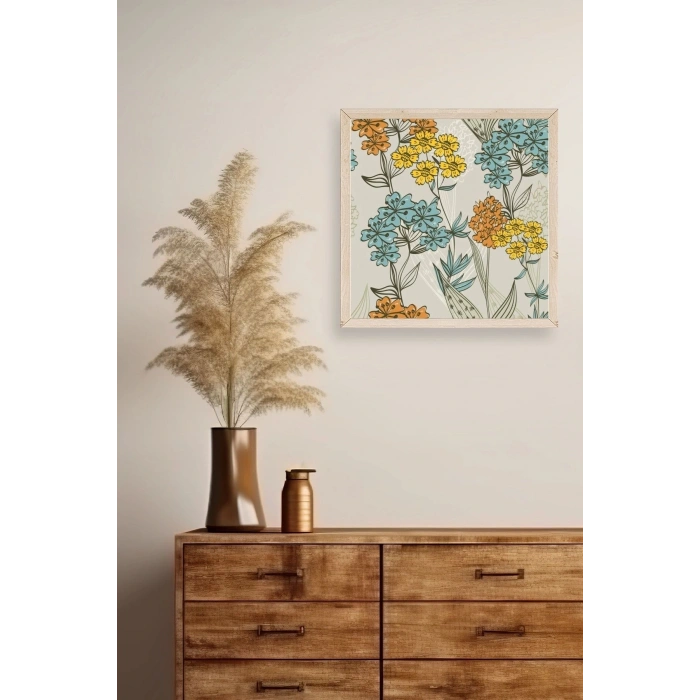 Çiçek Ahşap Çerçeveli Tablo 23 x 23