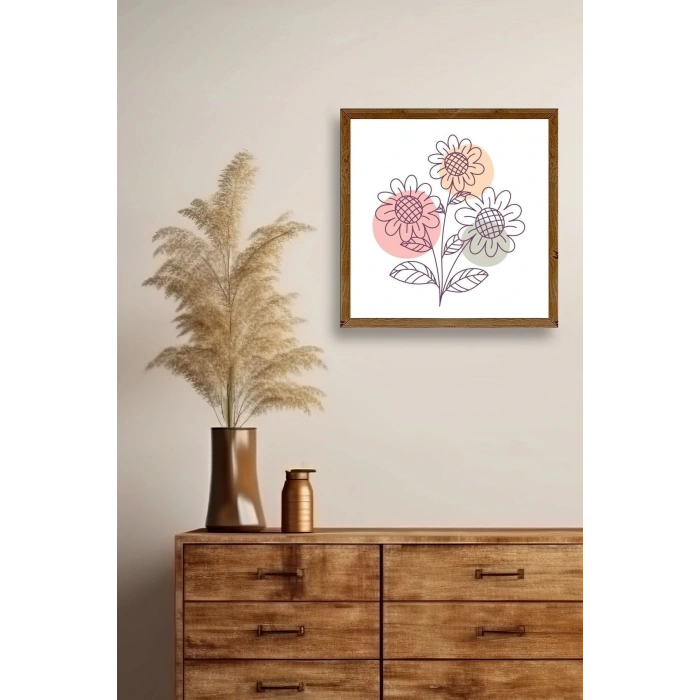 Çiçek Ahşap Çerçeveli Tablo 23 x 23