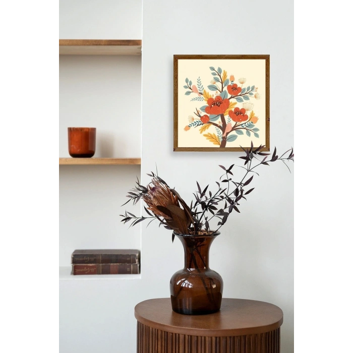 Çiçek Ahşap Çerçeveli Tablo 23 x 23