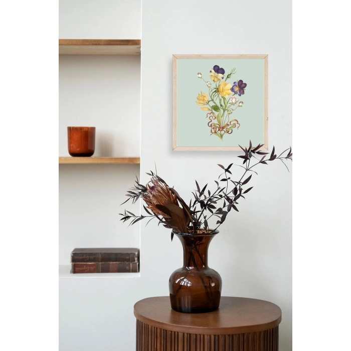 Çiçek Ahşap Çerçeveli Tablo 23 x 23