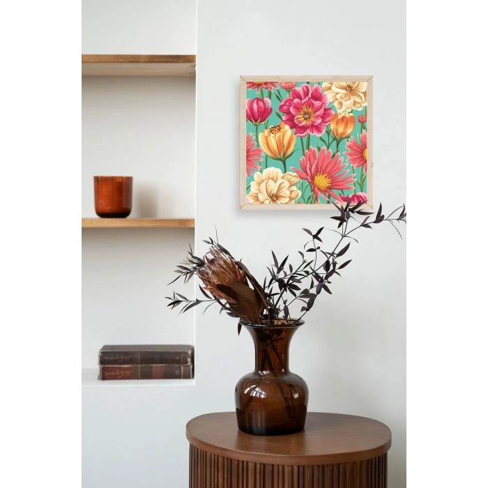Çiçek Ahşap Çerçeveli Tablo 23 x 23