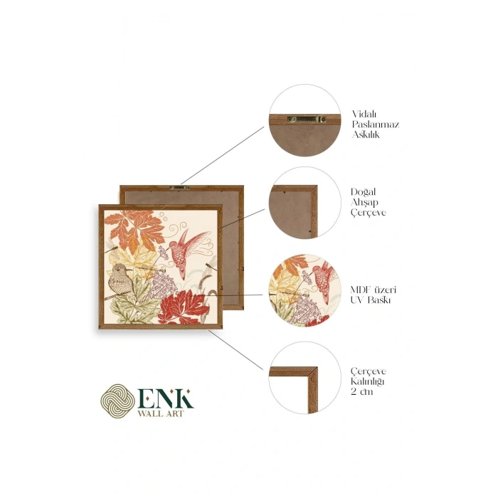 Çiçek Ahşap Çerçeveli Tablo 23 x 23