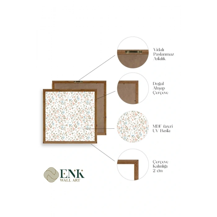Çiçek Ahşap Çerçeveli Tablo 23 x 23