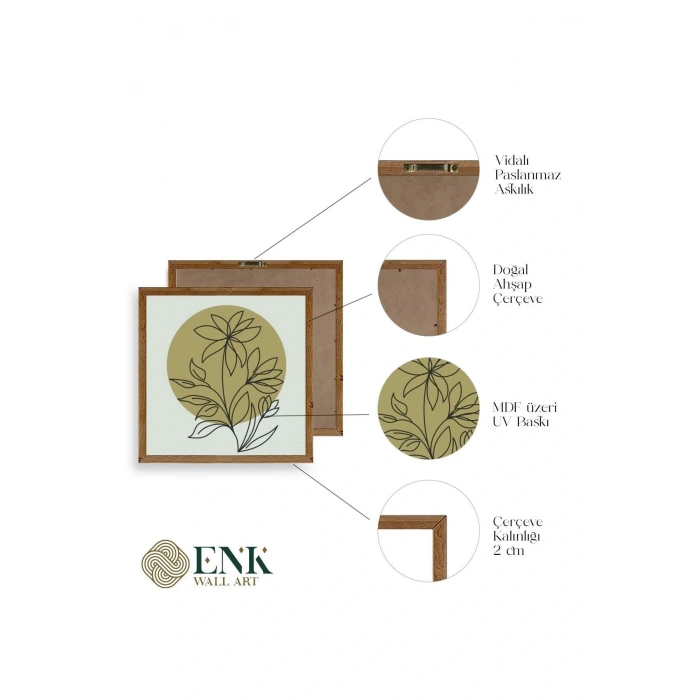 Çiçek Ahşap Çerçeveli Tablo 23 x 23