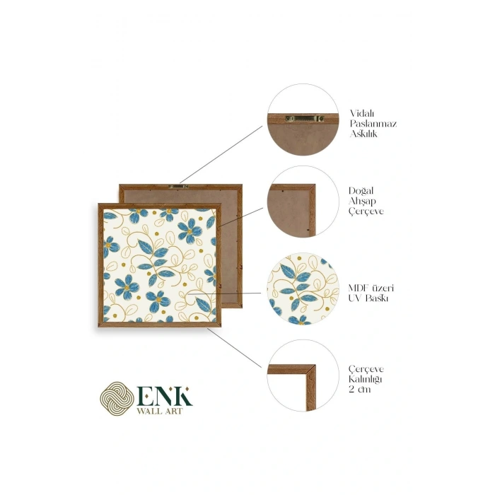 Çiçek Ahşap Çerçeveli Tablo 23 x 23
