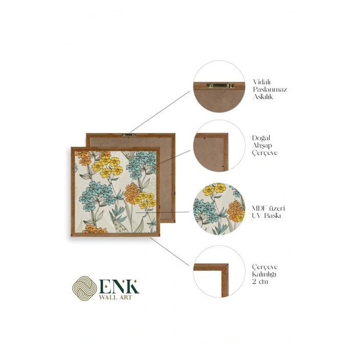 Çiçek Ahşap Çerçeveli Tablo 23 x 23