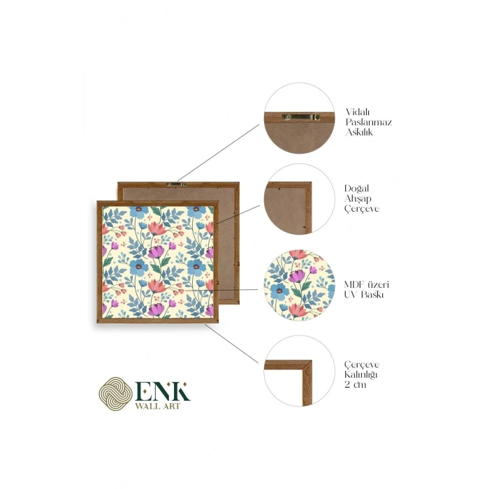 Çiçek Ahşap Çerçeveli Tablo 23 x 23