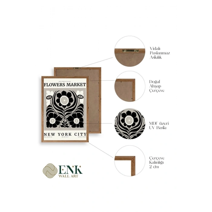 Çiçek Ahşap Çerçeveli Tablo 23 x 30