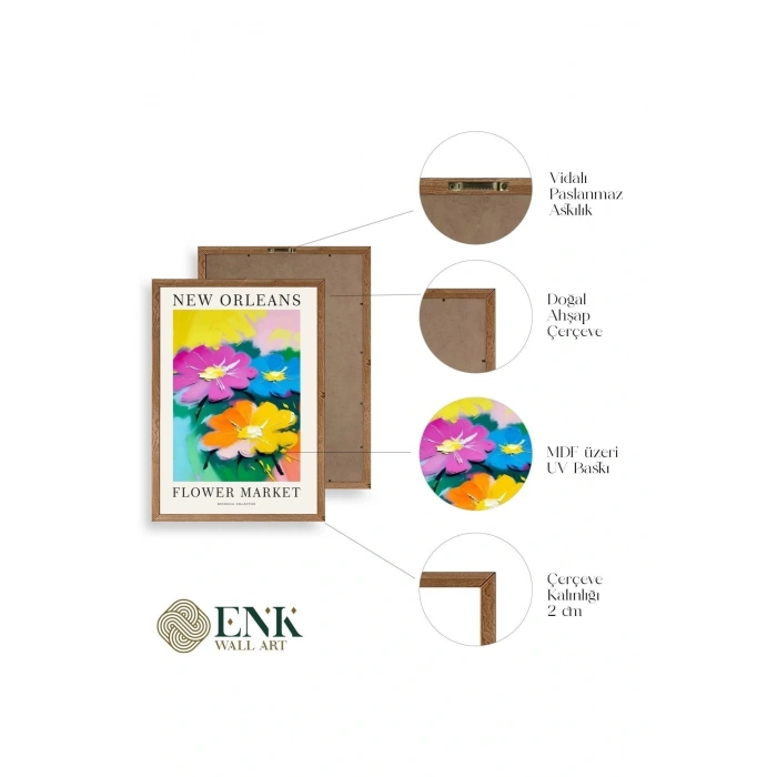 Çiçek Ahşap Çerçeveli Tablo 23 x 30