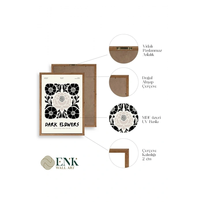 Çiçek Ahşap Çerçeveli Tablo 30 x 42