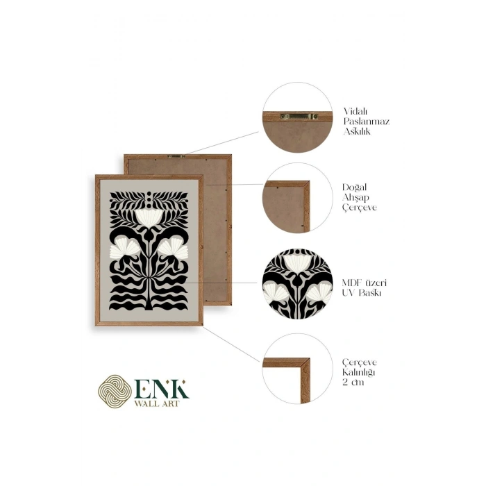 Çiçek Ahşap Çerçeveli Tablo 30 x 42