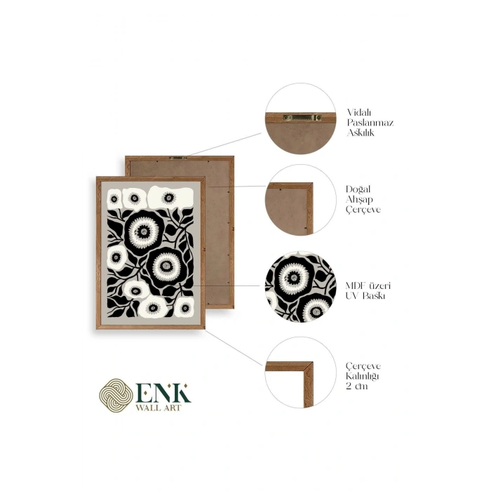 Çiçek Ahşap Çerçeveli Tablo 30 x 42