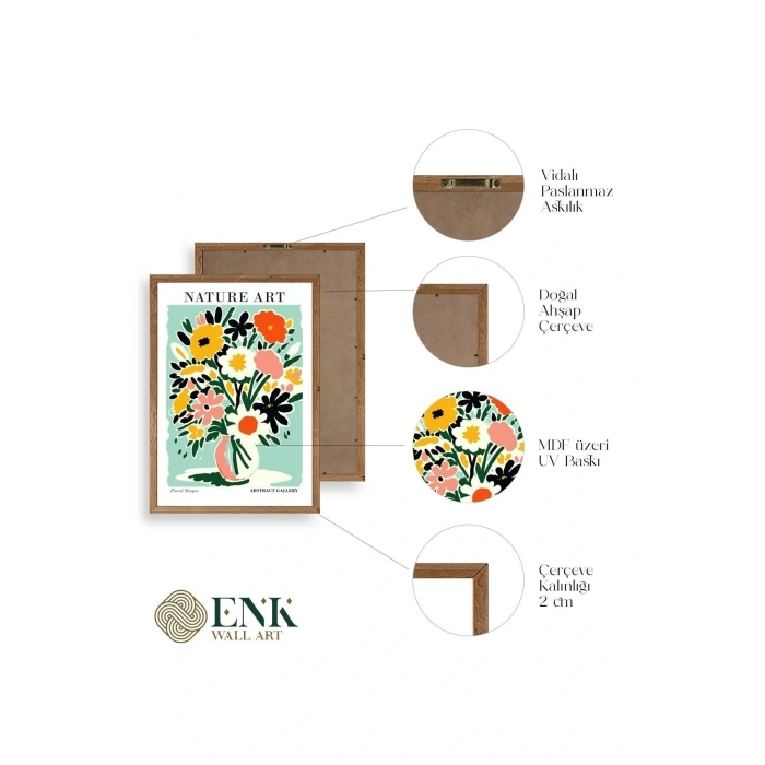 Çiçek Ahşap Çerçeveli Tablo 30 x 42