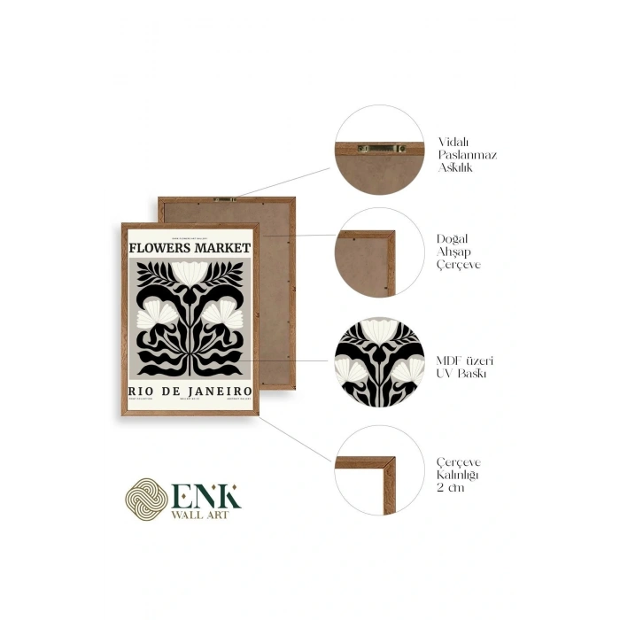 Çiçek Ahşap Çerçeveli Tablo 30 x 42