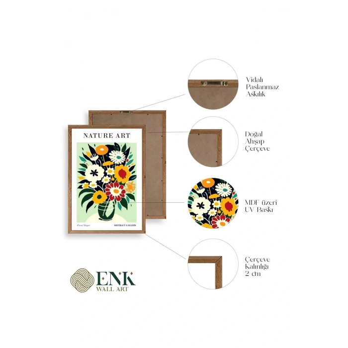 Çiçek Ahşap Çerçeveli Tablo 30 x 42