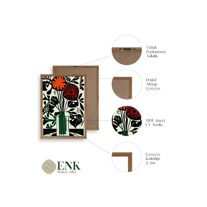 Çiçek Ahşap Çerçeveli Tablo 30 x 42