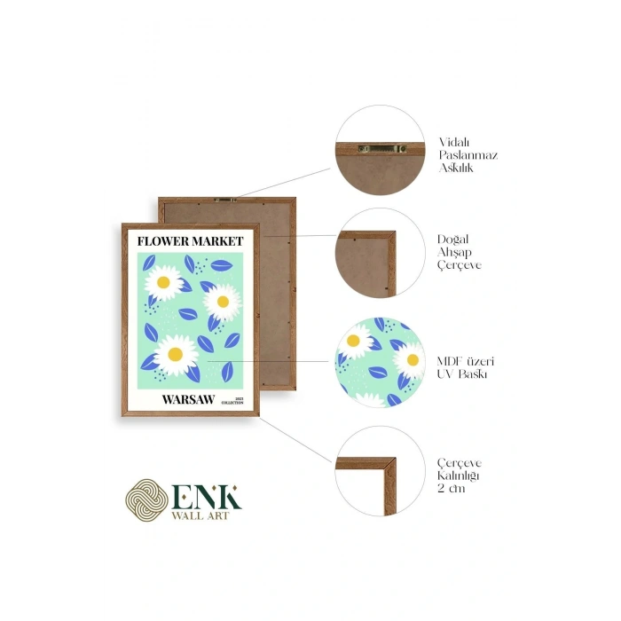 Çiçek Ahşap Çerçeveli Tablo 30 x 42