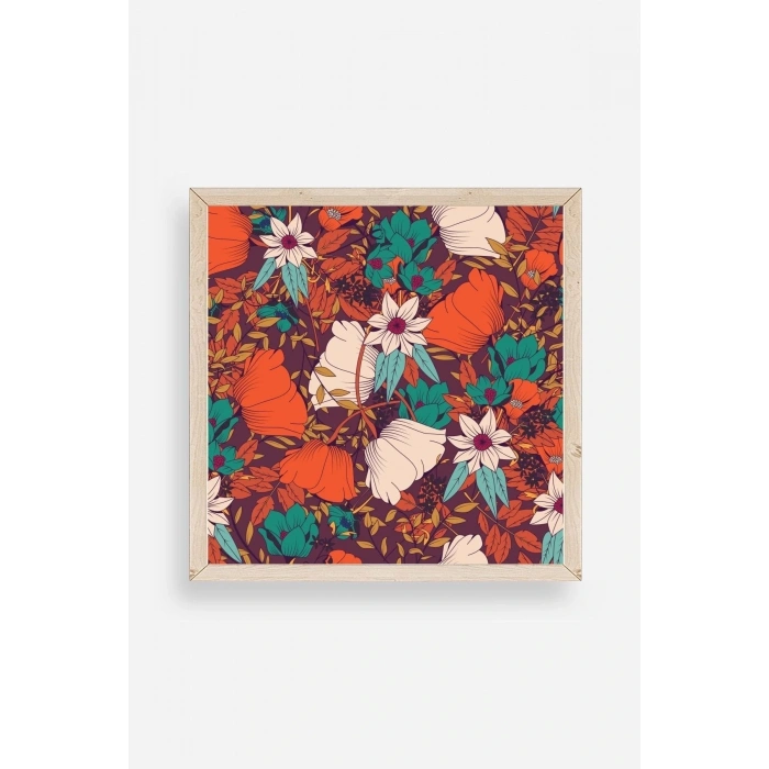 Çiçek Ahşap Çerçeveli Tablo 42 x 42