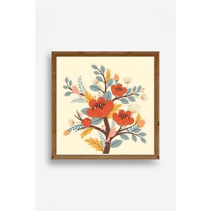 Çiçek Ahşap Çerçeveli Tablo 42 x 42
