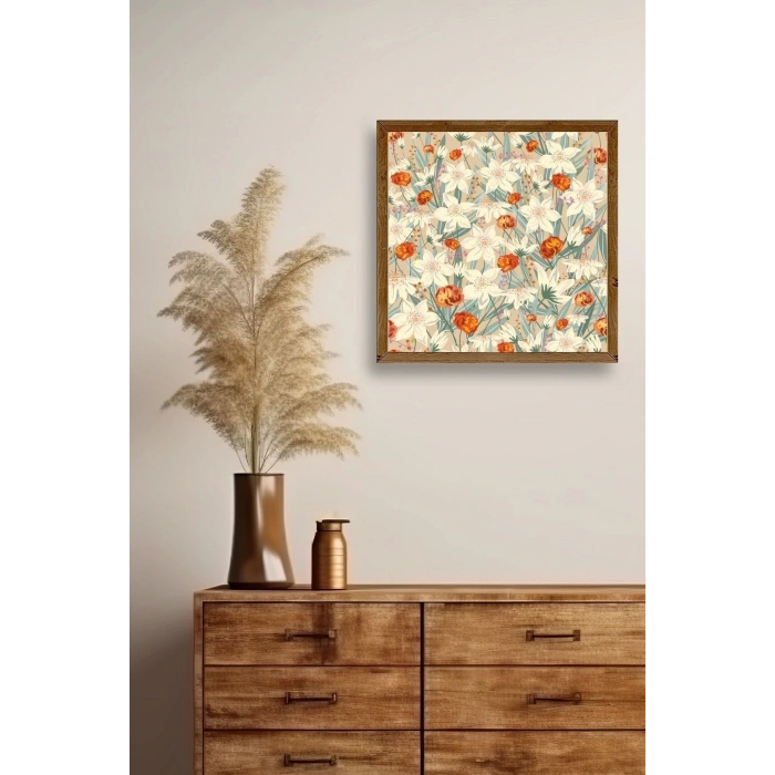 Çiçek Ahşap Çerçeveli Tablo 42 x 42