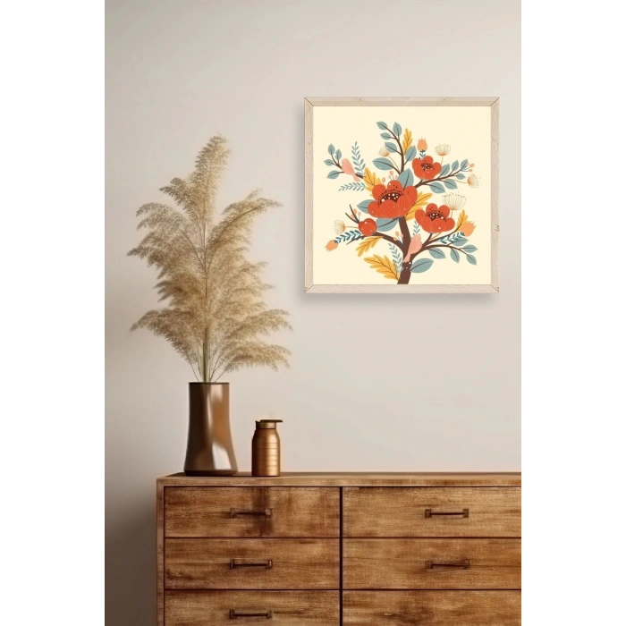 Çiçek Ahşap Çerçeveli Tablo 42 x 42