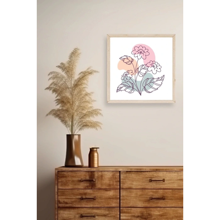 Çiçek Ahşap Çerçeveli Tablo 42 x 42