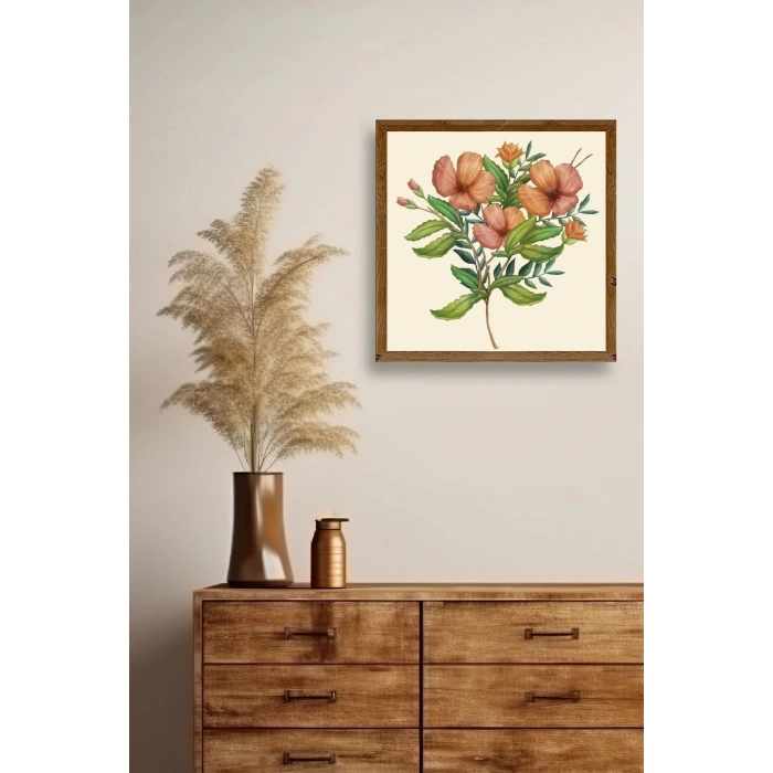 Çiçek Ahşap Çerçeveli Tablo 42 x 42