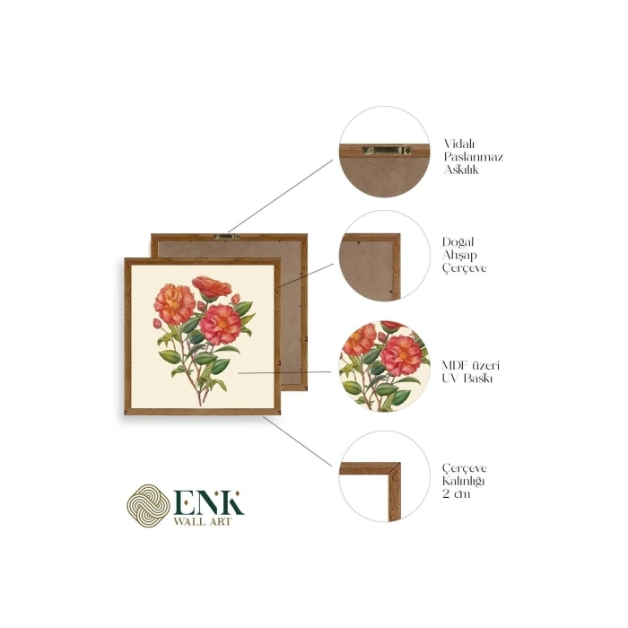 Çiçek Ahşap Çerçeveli Tablo 42 x 42