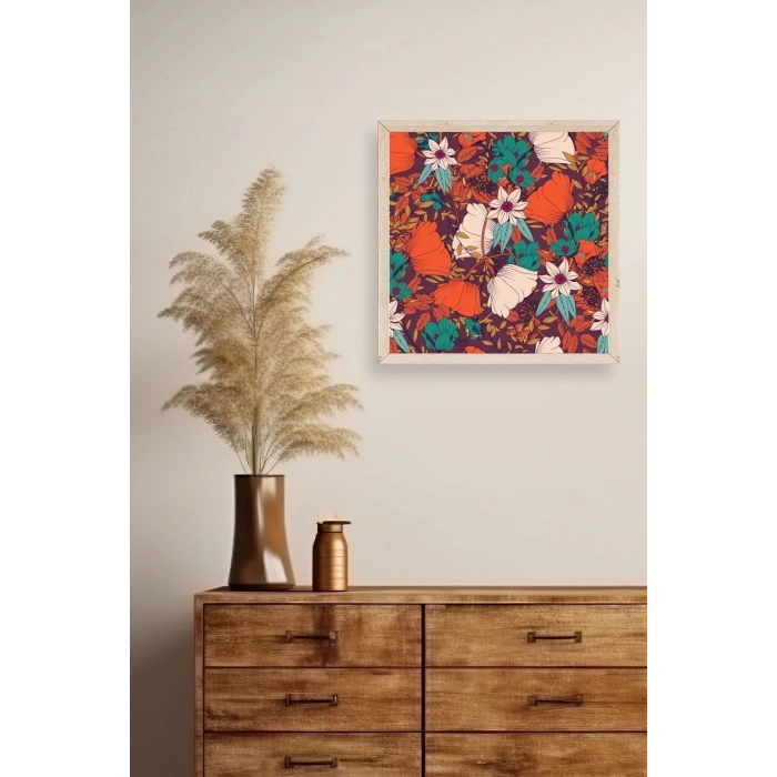 Çiçek Ahşap Çerçeveli Tablo 42 x 42