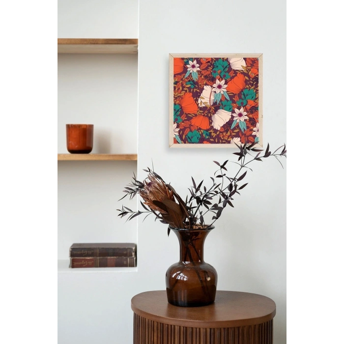 Çiçek Ahşap Çerçeveli Tablo 42 x 42