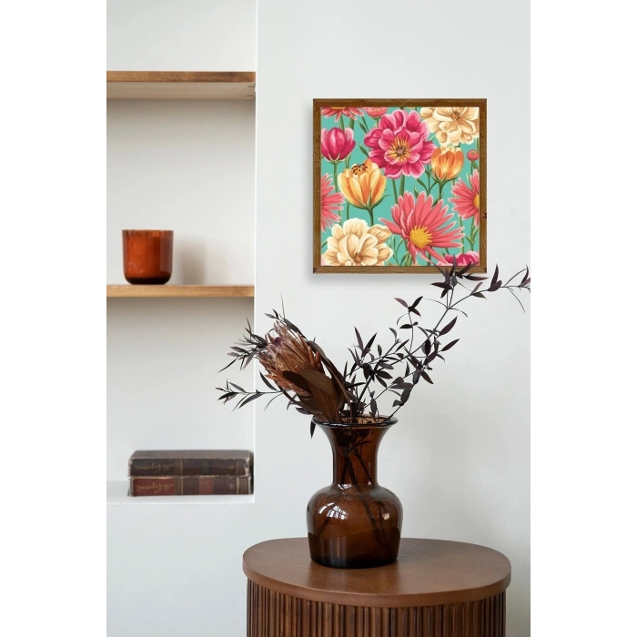 Çiçek Ahşap Çerçeveli Tablo 42 x 42
