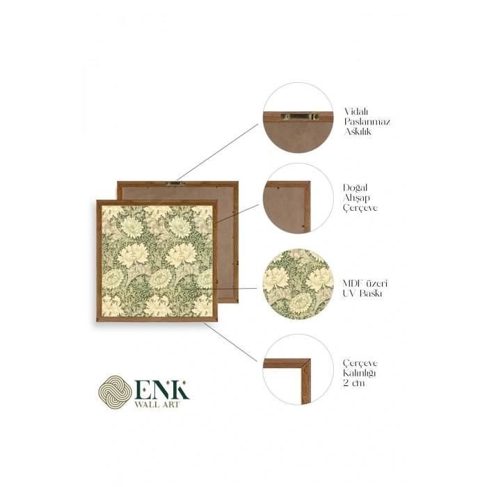 Çiçek Ahşap Çerçeveli Tablo 42 x 42