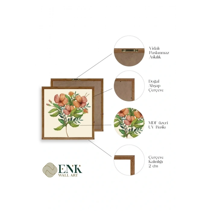 Çiçek Ahşap Çerçeveli Tablo 42 x 42